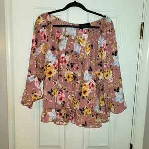 Blouse, floral, 2x, NWOT. Boho